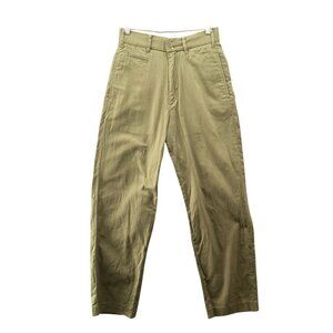 Uniqlo Ines De La Fressange Cotton Wide Leg Pants Womens 0 Army Green High Rise